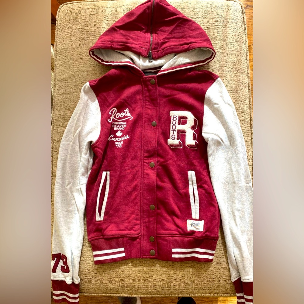 Roots Varsity full zip Hoodie size small.